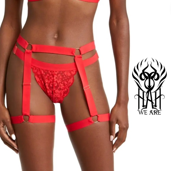 Free People Other - We Are Hah NWT Free People Strung Out Strappy Garter Belt - Siren Red - OS